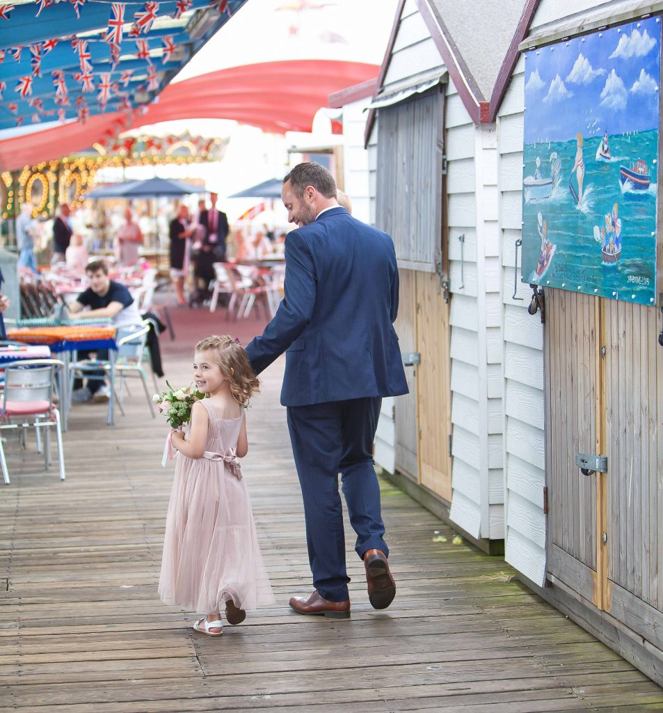 groom with daughter at Herne bay wedding