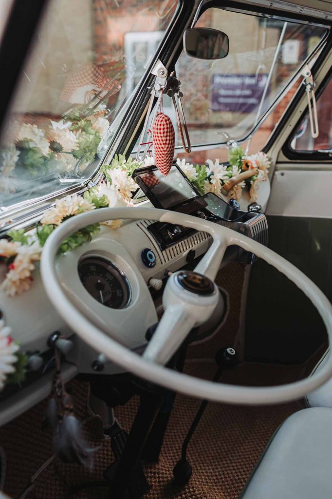 volkswagen camper van wedding car