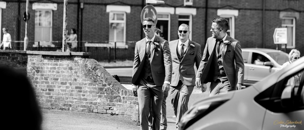 groom and best men arriving