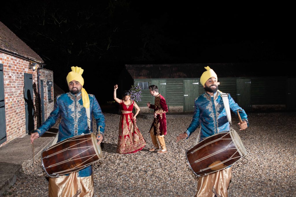 indian dhol drummers at wedding