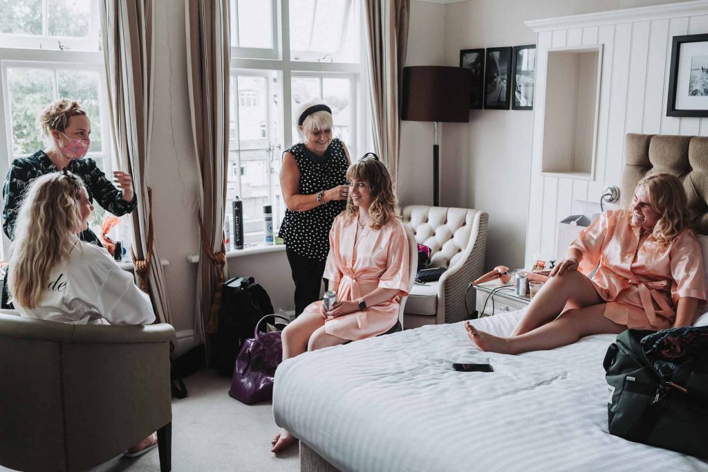 Bridal prep at Marine Hotel, Tankerton