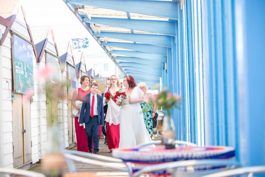 bridal party on herne bay pier
