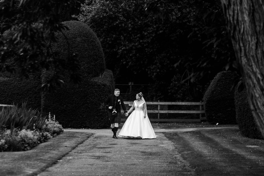 bride and groom portrait at a Broome Park wedding