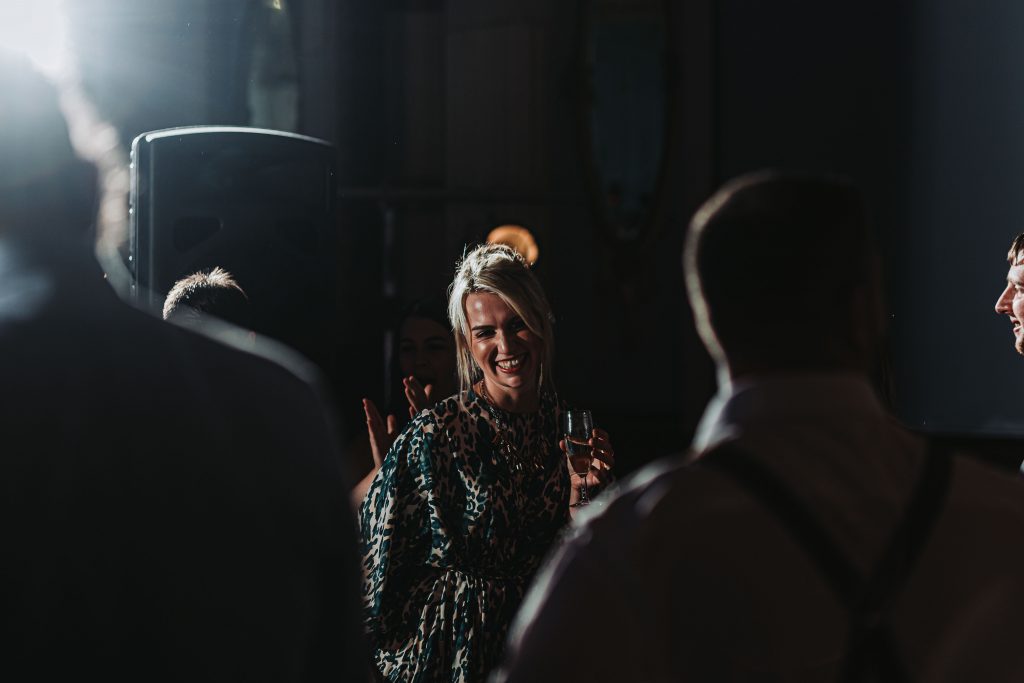 wedding guest on dancefloor