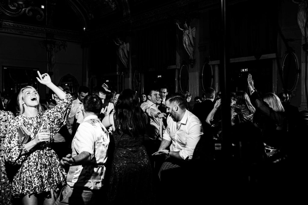 wedding guests on dancefloor at Old Finsbury Town Hall wedding