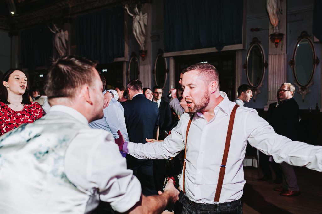 wedding guests on dancefloor at Old Finsbury Town Hall wedding