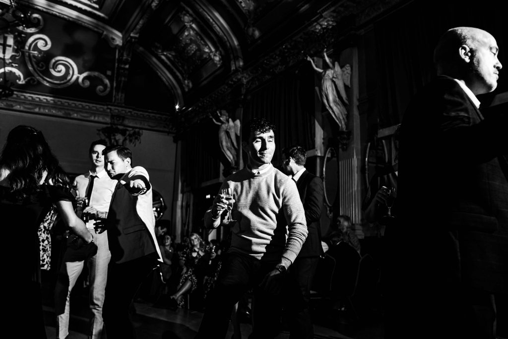 wedding guests on dancefloor at Old Finsbury Town Hall wedding