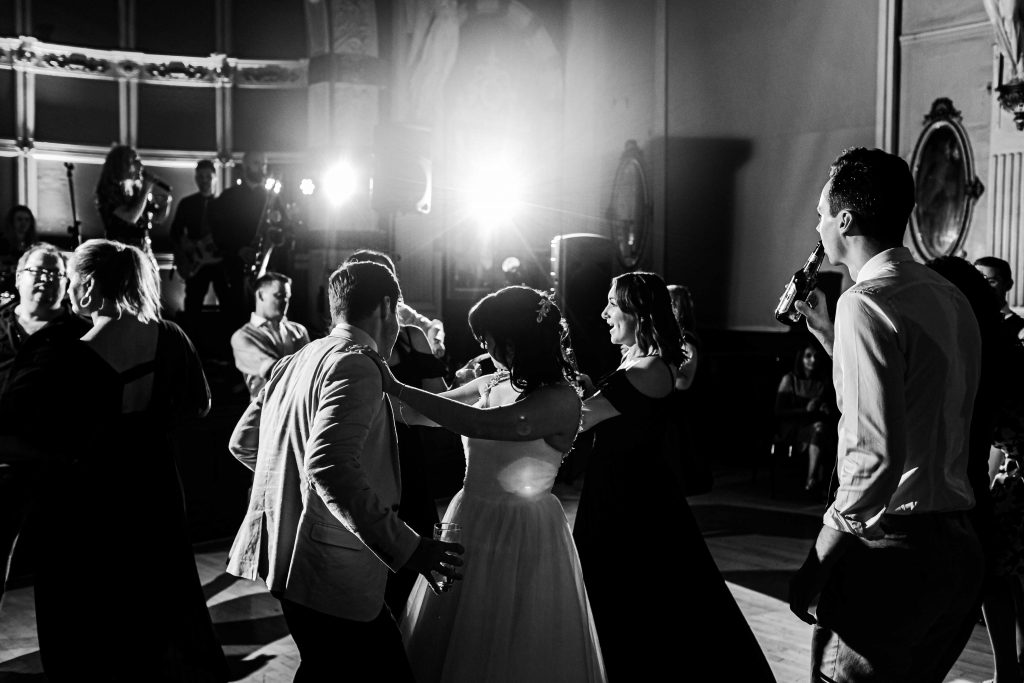 wedding guests on dancefloor at Old Finsbury Town Hall wedding
