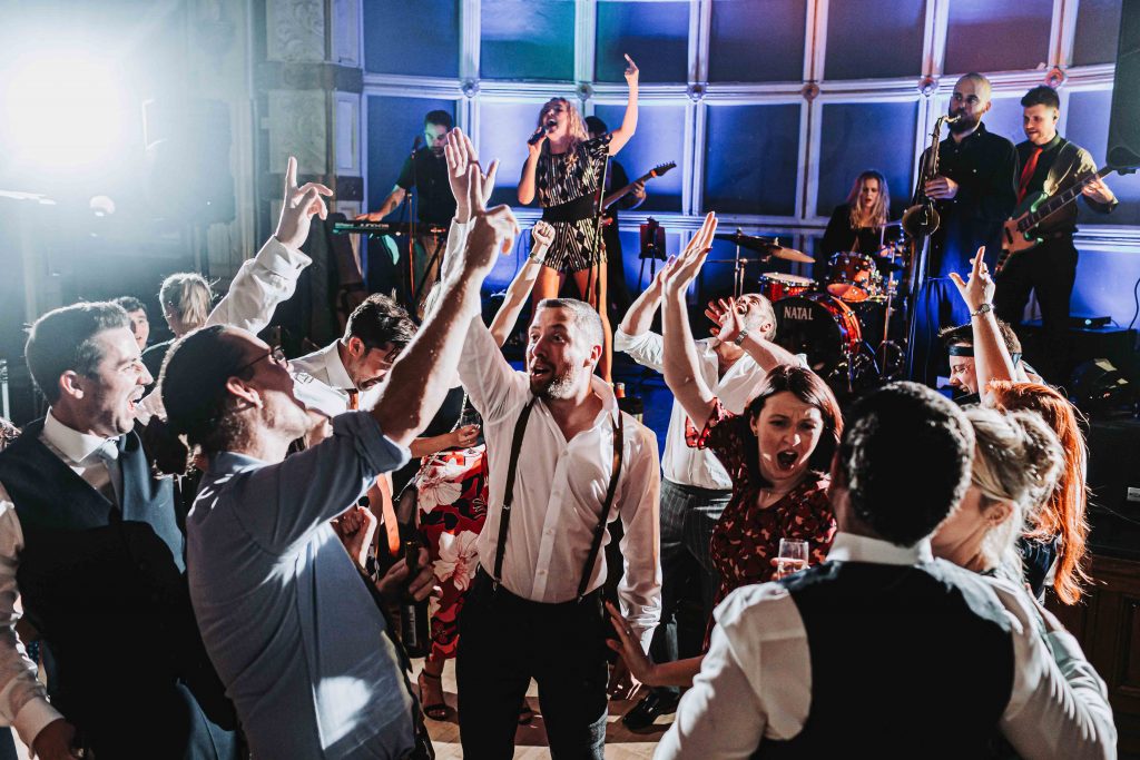 wedding guests on dancefloor at Old Finsbury Town Hall wedding