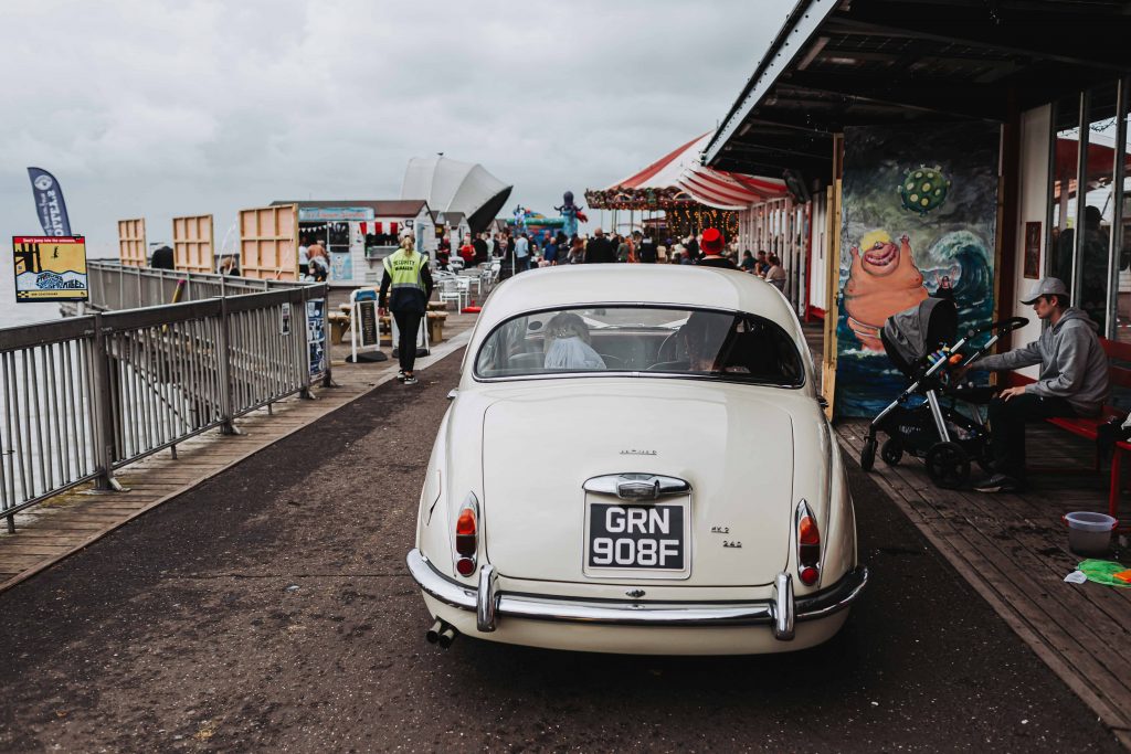 wedding car on herne bay pier