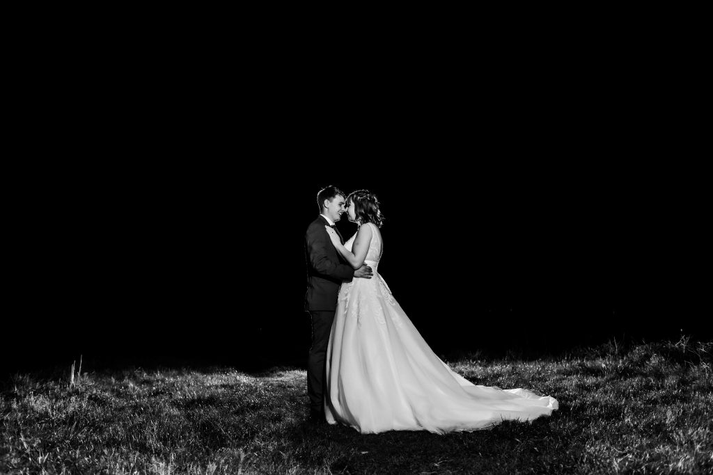 bride and groom night portrait at sandwich wedding