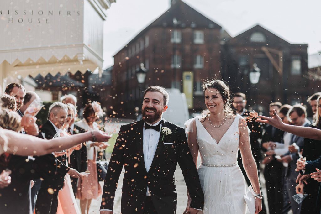 confetti at chatham dockyard wedding