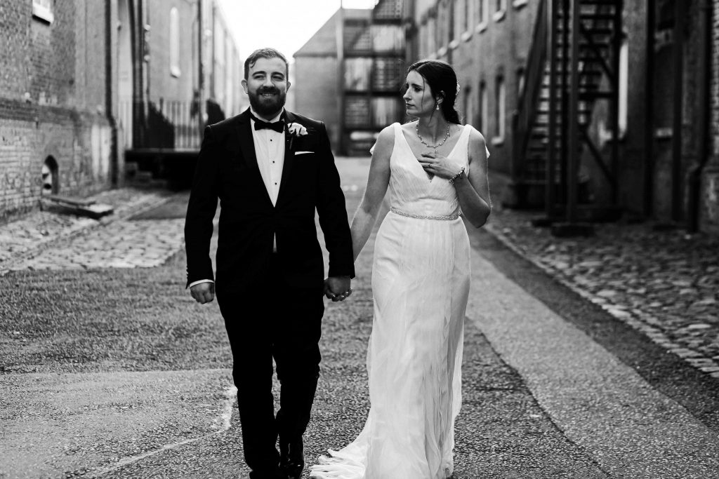 bride and groom portrait at chatham dockyard wedding