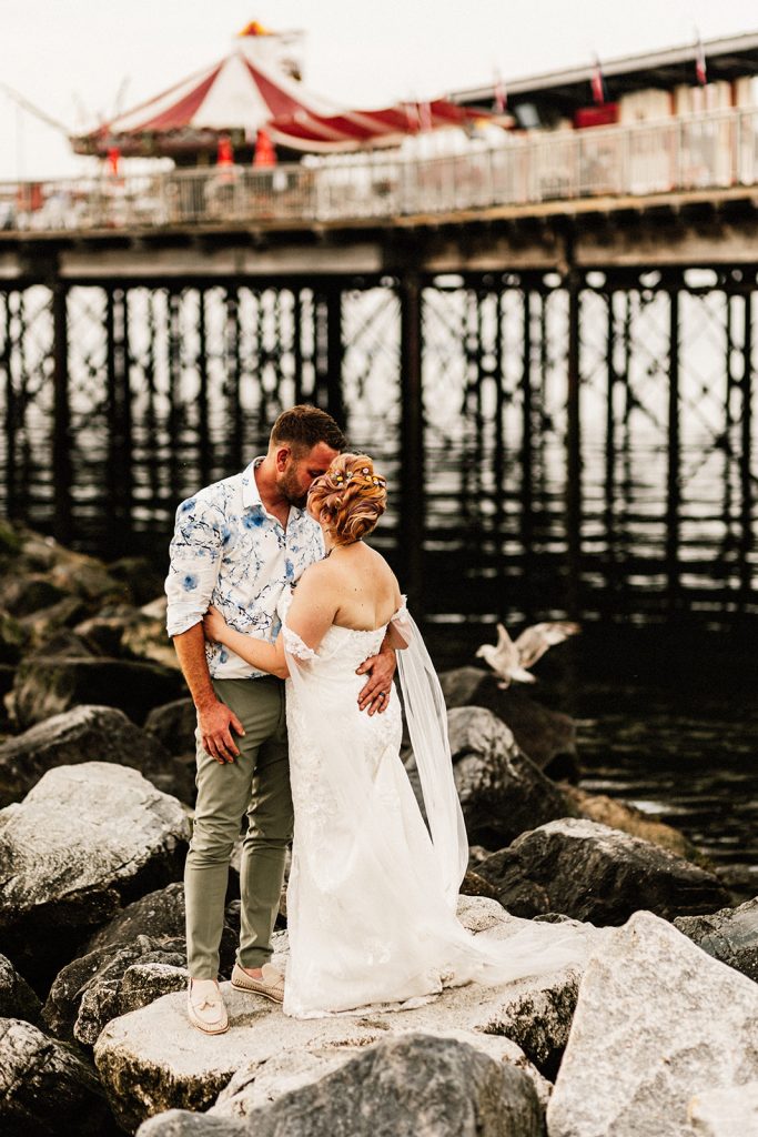 Beach hut wedding photographer