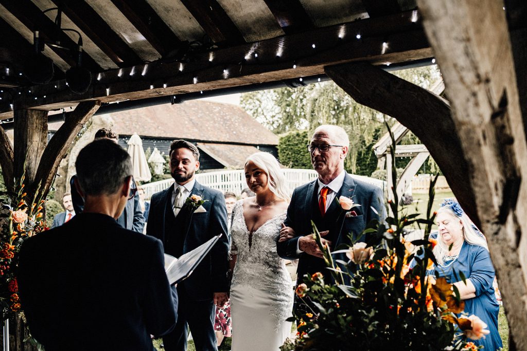 outside ceremony at winters barns wedding venue