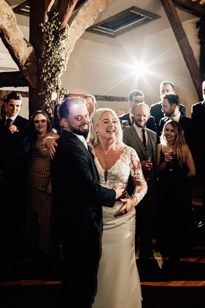 bride and groom first dance at winters barns wedding venue