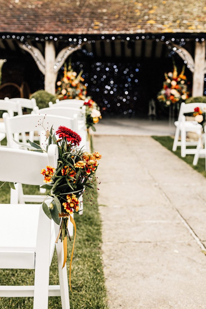 outdoor ceremony details captured by winters barns wedding photographer