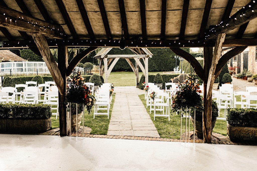 outdoor ceremony layout by winters barns wedding photographer