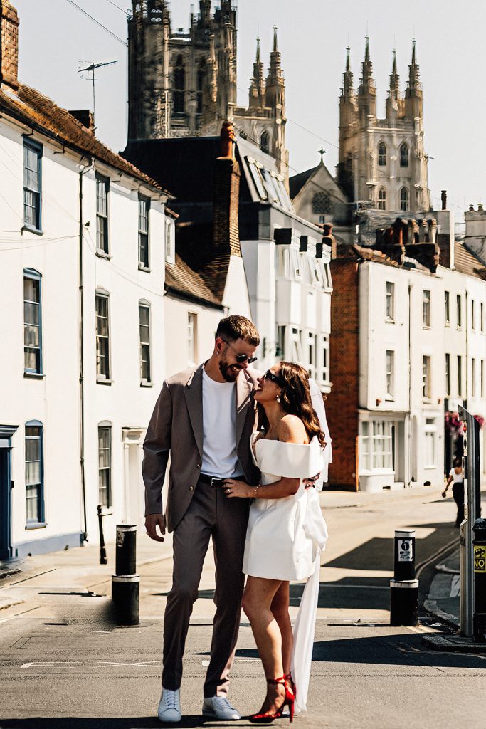 wedding portrait in the streets of Canterbury