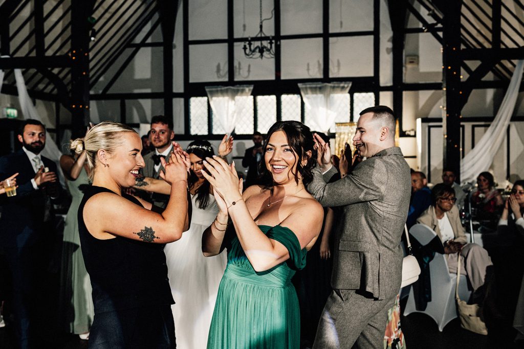 wedding guests on dance floor