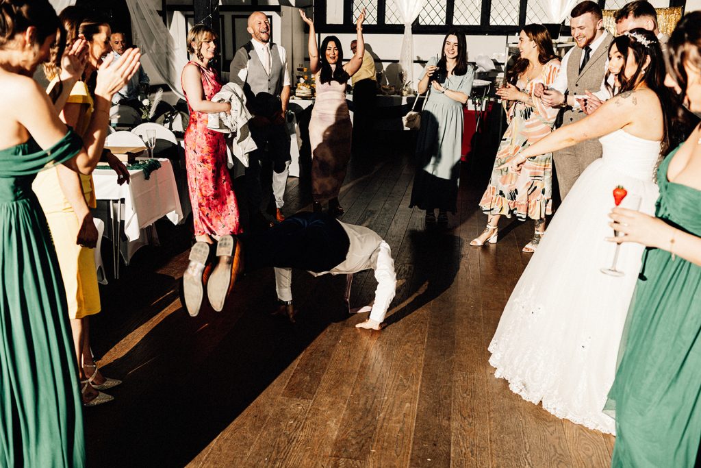 wedding guests on dance floor