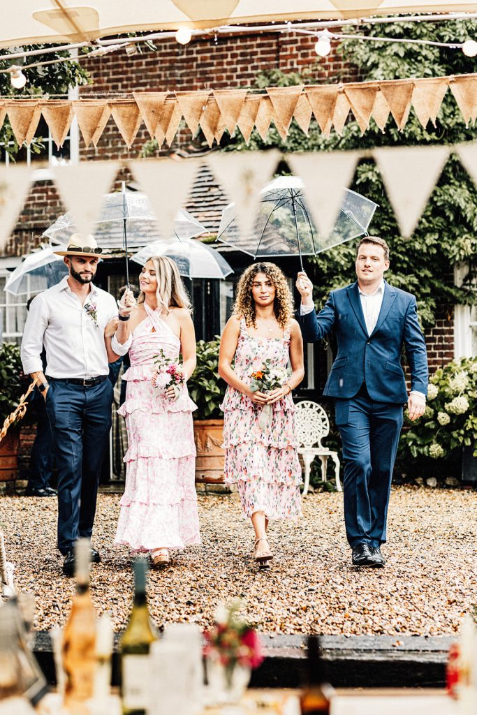 bridesmaids entrance captured by Guston Court Wedding Photographer