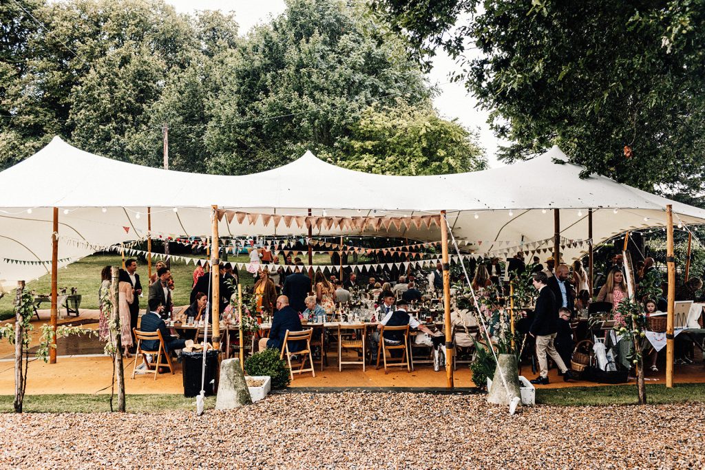 tipi marquee at a wedding at Guston Court wedding venue