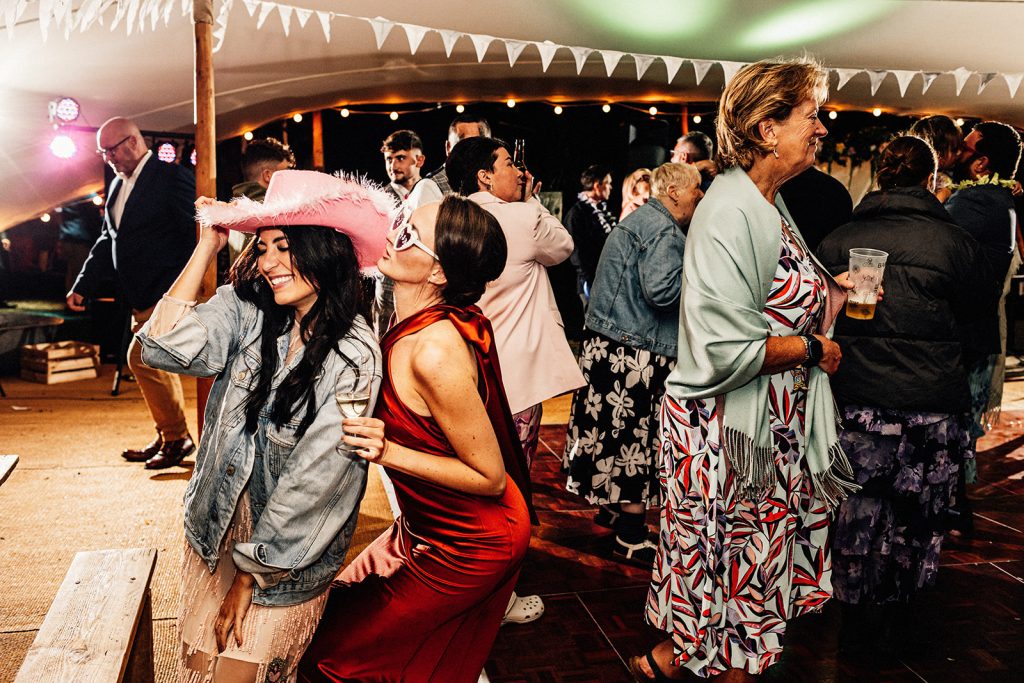 Kent Wedding Photographer capturing dance floor action at Guston Court Wedding Venue