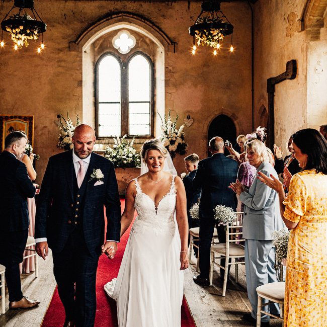 bilsington priory just married exit walk from ceremony