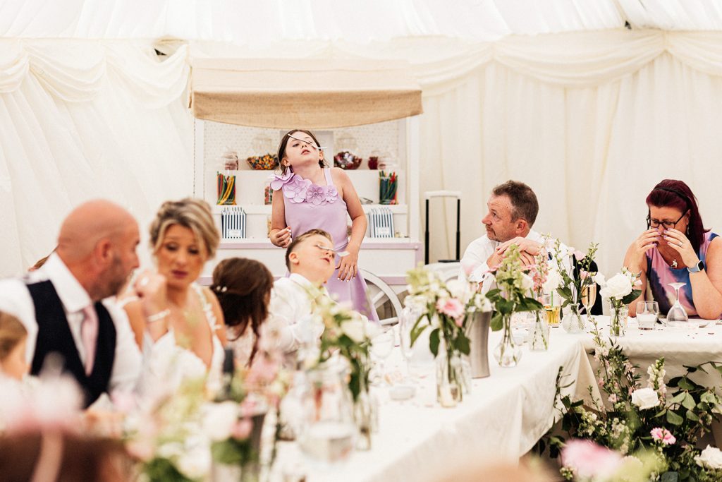 wedding guests at wedding breakfast