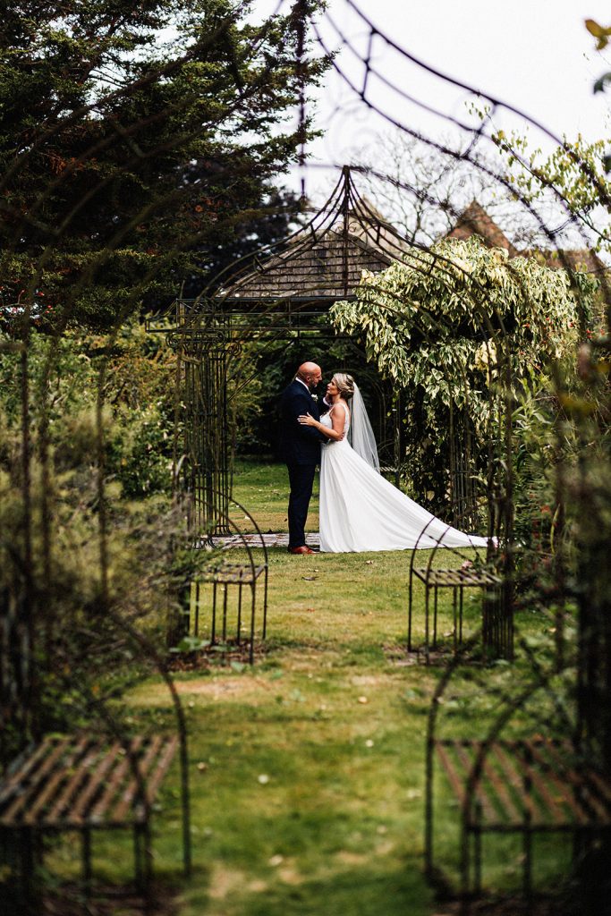 wedding portrait in grounds of Bilsington Priory